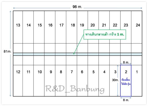 แผนผังห้องเลี้ยงไก่เล็ก-รุ่น อายุ 3-7 เดือน